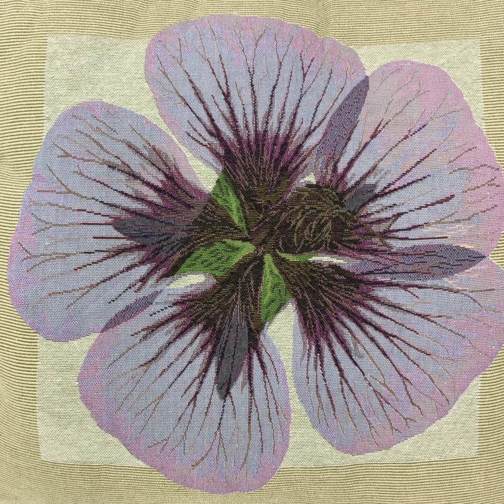 Purple Embroidered Violet On Tan Accent Pillow